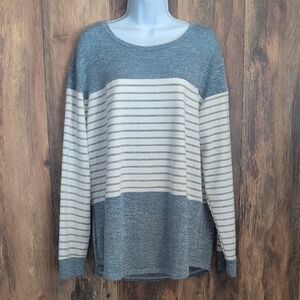 NWT Vemvan Elegant Blue and Cream Striped Women's Sweater 2XL          -D131
